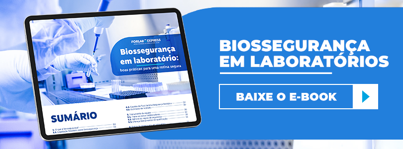 Banner para e-book sobre biossegurança em laboratório da ForlabExpress.